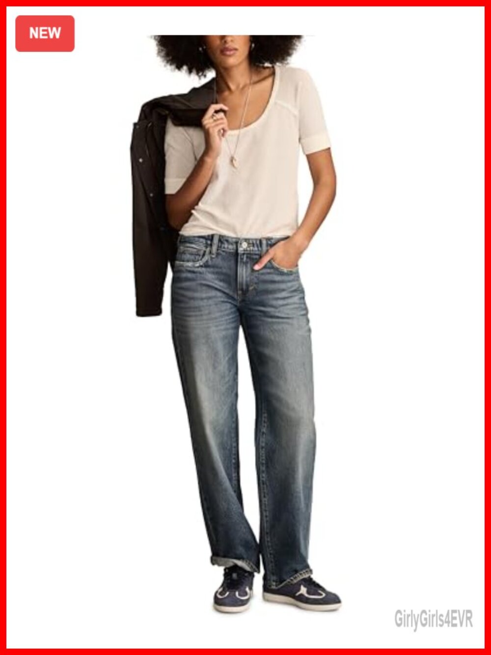Lucky Brand The Baggy Mid Rise Straight Leg Jeans Button Fly